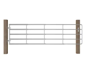 Poartă de câmp cu 5 bare, argintiu, (115-300) x 90 cm, oțel