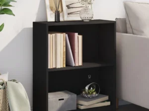 Bibliotecă, negru, 60x24x76 cm, lemn compozit