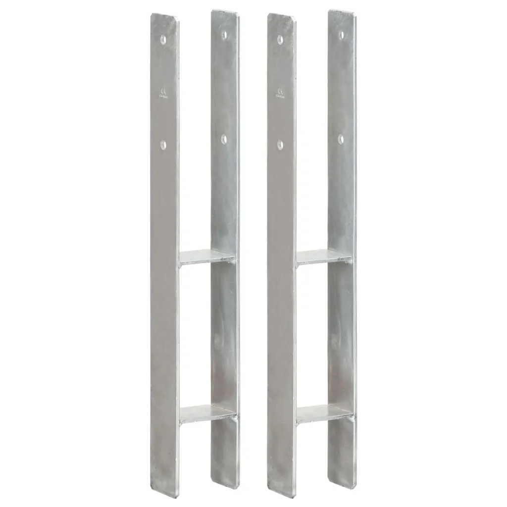 Ancore de gard, 2 buc., argintiu, 8x6x60 cm, oțel galvanizat