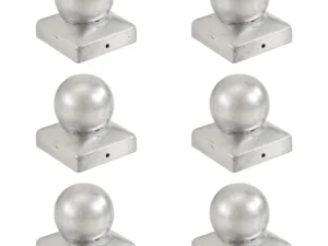 Capace stâlpi tip glob, 6 buc., 71 x 71 mm, metal galvanizat