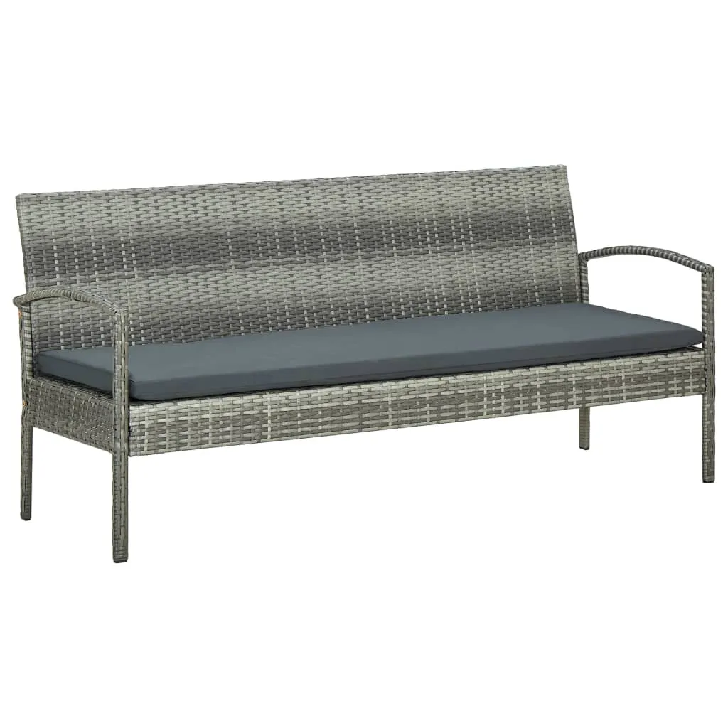 Set mobilier de grădină cu perne, 5 piese, gri, poliratan - imagine 3