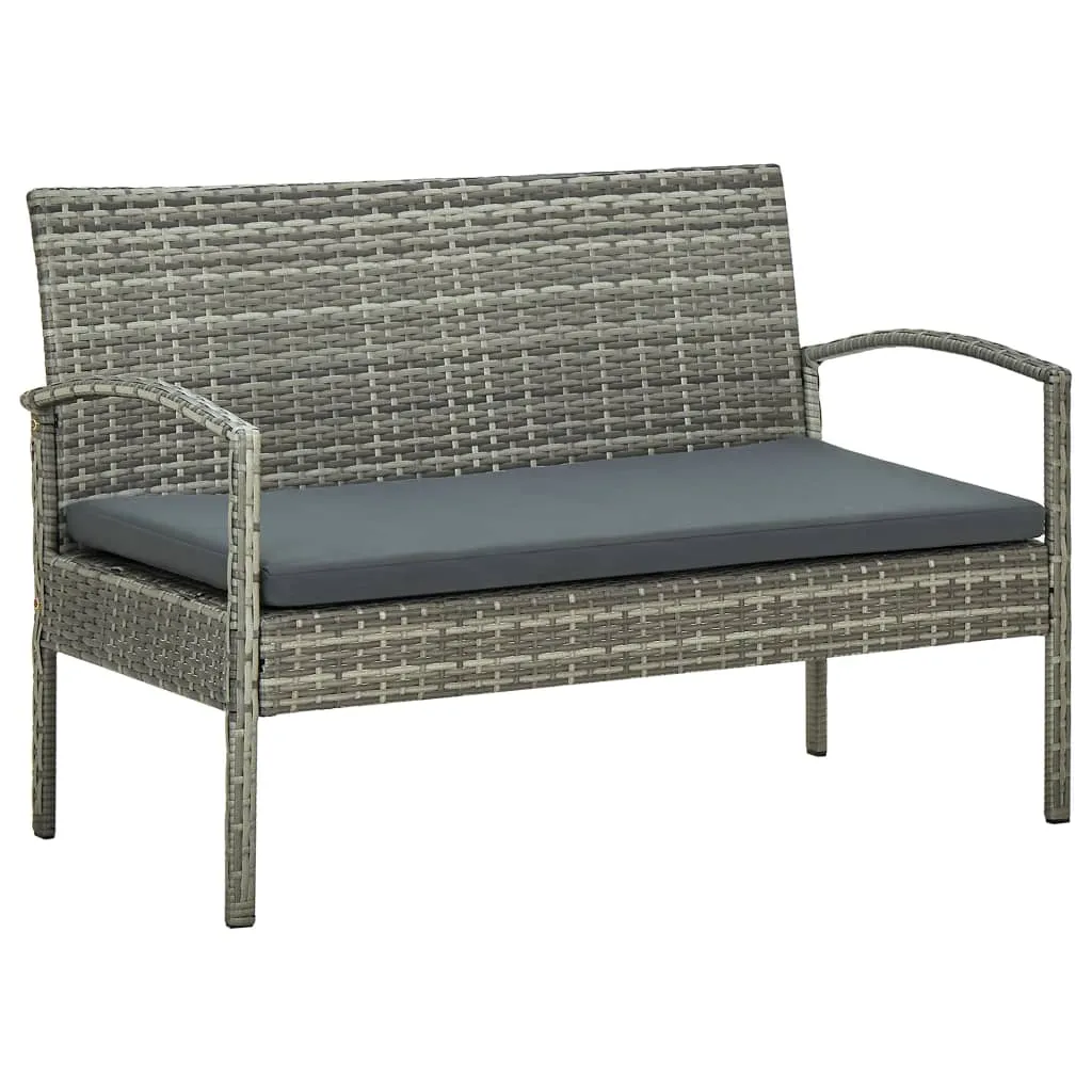 Set mobilier de grădină cu perne, 5 piese, gri, poliratan - imagine 4