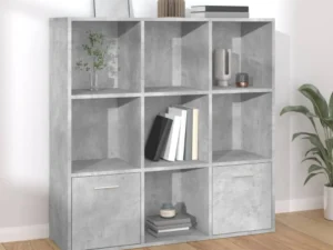 Bibliotecă, gri beton, 98x30x98 cm, lemn compozit