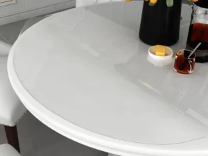 Folie de protecție masă, transparent, Ø 120 cm, PVC, 2 mm