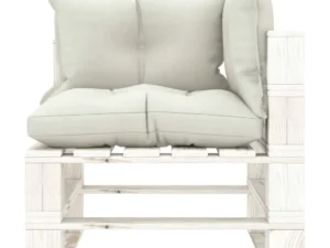 Canapea de grădină din paleți, colțar, cu perne bej, lemn