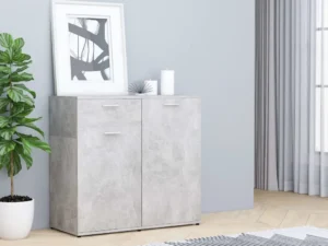 Dulap, gri beton, 80x36x75 cm, lemn prelucrat
