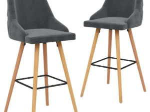 Scaune de bar, 2 buc., gri închis, catifea