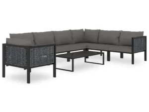 Set mobilier de grădină cu perne, 8 piese, antracit, poliratan