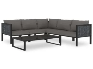 Set mobilier de grădină cu perne, 6 piese, antracit, poliratan