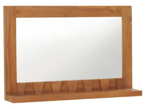 Oglindă de perete cu raft, 60x12x40 cm, lemn masiv de tec