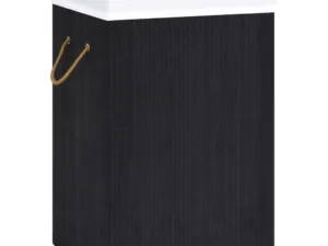 Coș de rufe din bambus cu o secțiune, negru