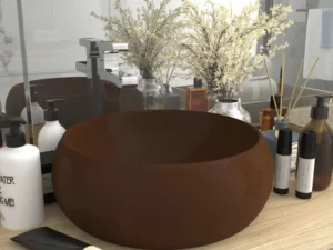 Chiuvetă de baie lux maro închis mat 40x15 cm ceramică rotund