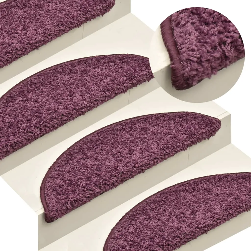 Covorașe pentru trepte scară, 15 buc. violet închis, 56x17x3 cm
