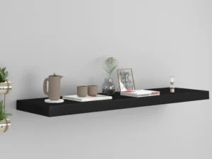 Raft de perete suspendat, negru, 90x23,5x3,8 cm, MDF