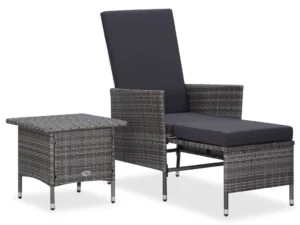 Set mobilier de grădină cu perne, 2 piese, gri, poliratan