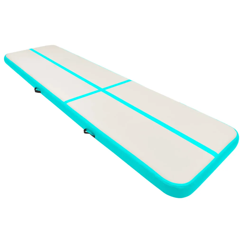 Saltea gimnastică gonflabilă cu pompă verde 600x100x15 cm PVC - imagine 2