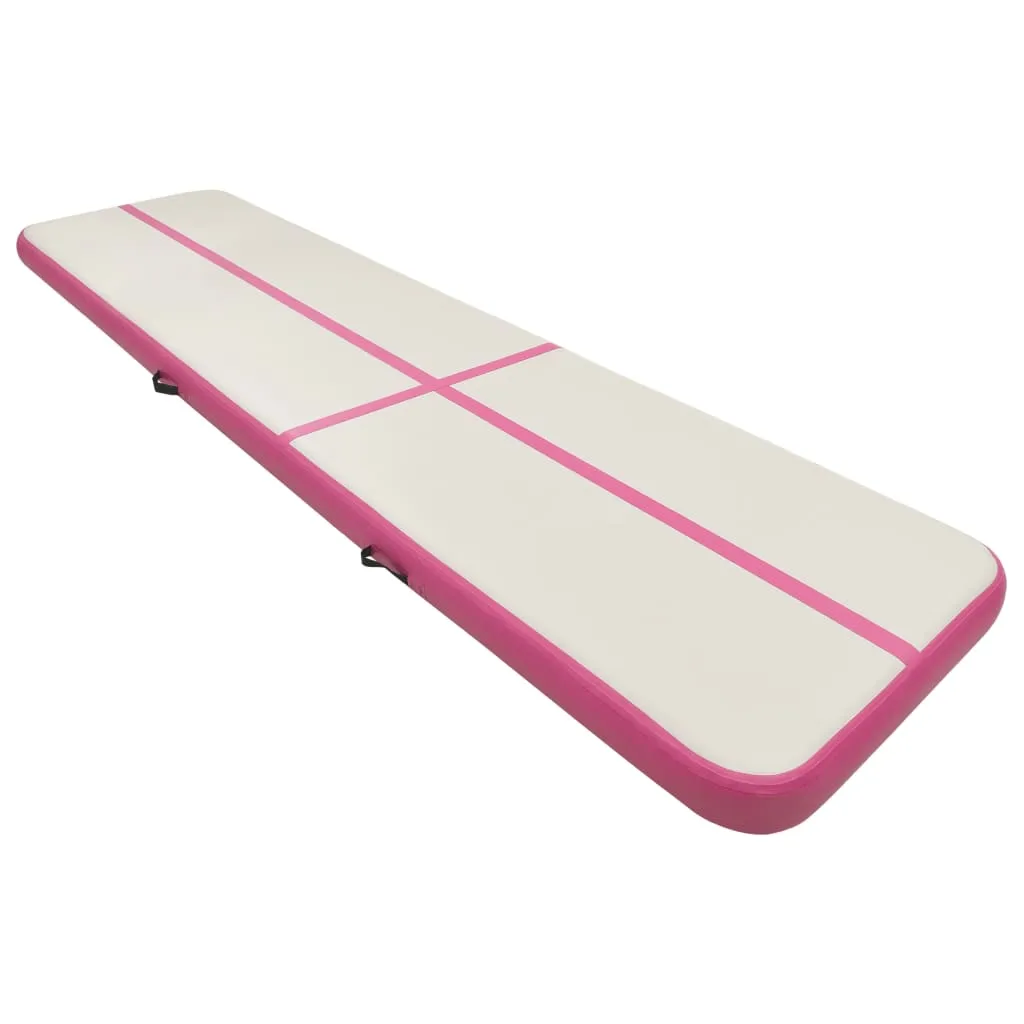Saltea gimnastică gonflabilă cu pompă roz 700x100x20 cm PVC - imagine 2