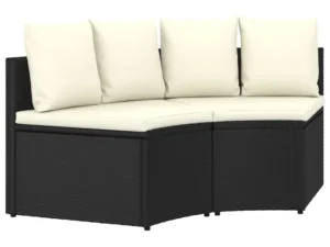 Set canapea de grădină cu perne, 2 piese, negru, poliratan