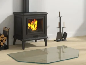 Placă de sticlă pentru șemineu, hexagonală, 80x50 cm