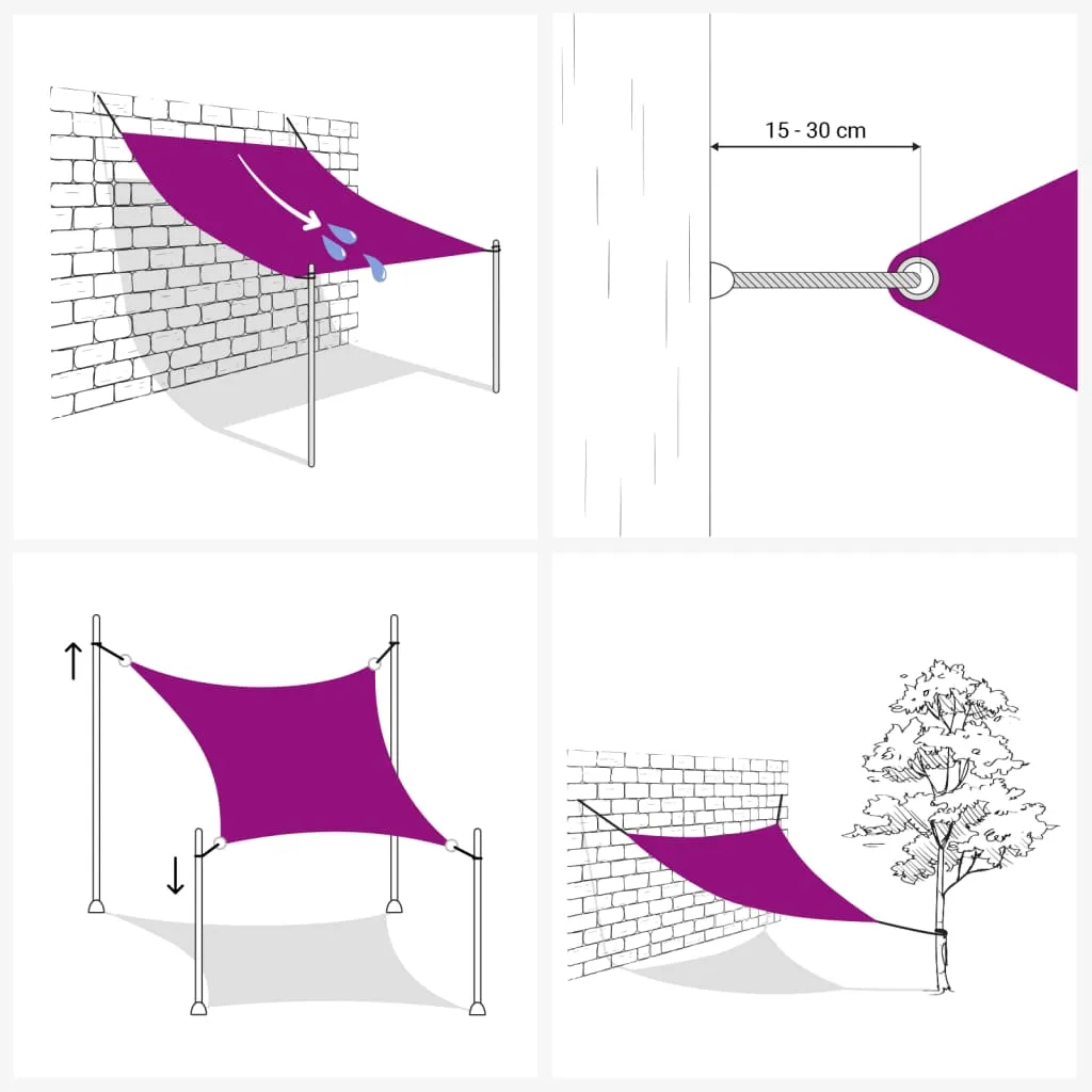 Pânză parasolar, roșu, 2x2 m, HDPE, 160 g/m² - imagine 4