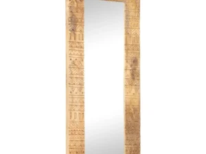 Oglindă sculptată manual, 110x50x2,5 cm, lemn masiv de mango