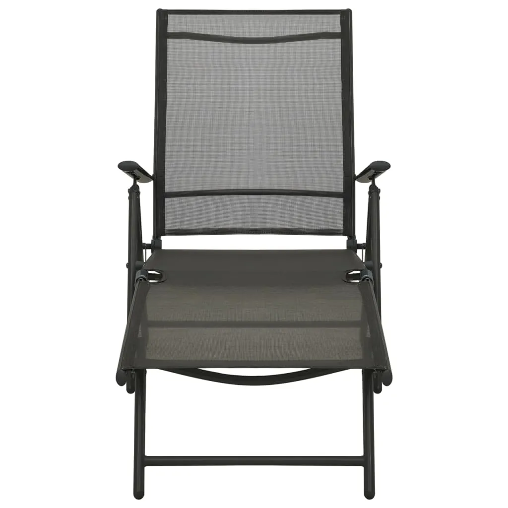 Set mobilier de grădină, 3 piese, negru, textilenă și aluminiu - imagine 4