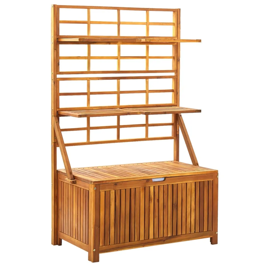 Cutie de depozitare cu spalier, 99x55x160 cm, lemn masiv acacia - imagine 2
