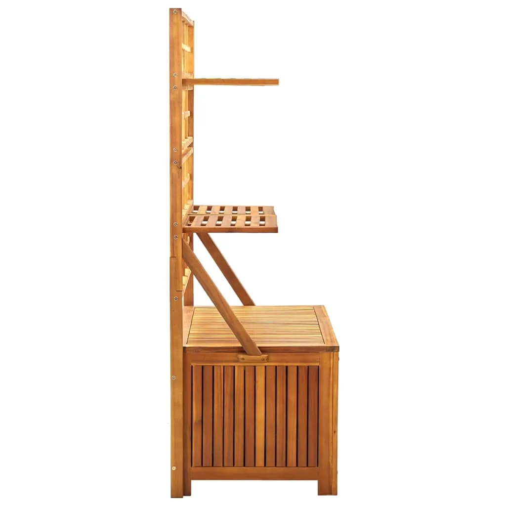 Cutie de depozitare cu spalier, 99x55x160 cm, lemn masiv acacia - imagine 4