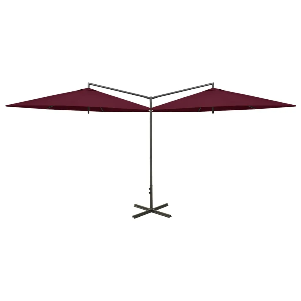 Umbrelă de soare dublă, stâlp din oțel, roșu bordo, 600 cm - imagine 2