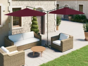 Umbrelă de soare dublă, stâlp din oțel, roșu bordo, 600 cm