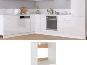 Dulap de cuptor, alb extralucios, 60x46x81,5 cm, lemn prelucrat