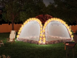 Cort de petrecere cu LED și 4 pereți, camuflaj, 3,6x3,6x2,3 m
