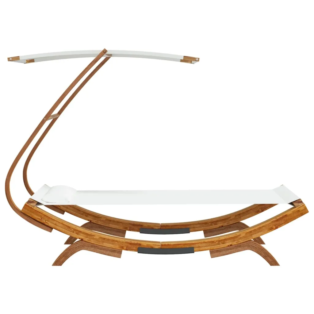 Pat de exterior cu baldachin, crem, 100x190x134 cm, lemn masiv - imagine 4