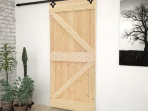 Ușă glisantă cu set feronerie, 90x210 cm, lemn masiv de pin