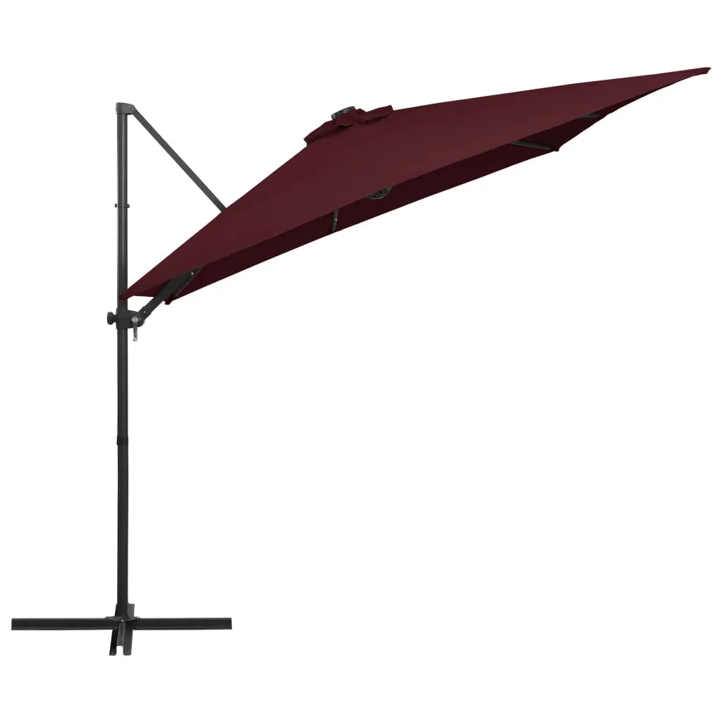 Umbrelă în consolă de grădină cu LED-uri, roșu bordo 250x250 cm - imagine 3