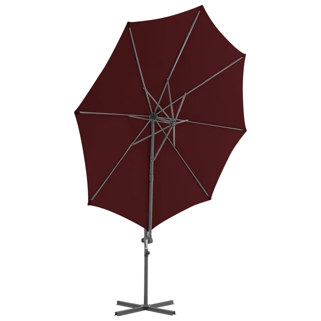 Umbrelă în consolă cu stâlp din oțel, roșu bordo, 300 cm - imagine 3