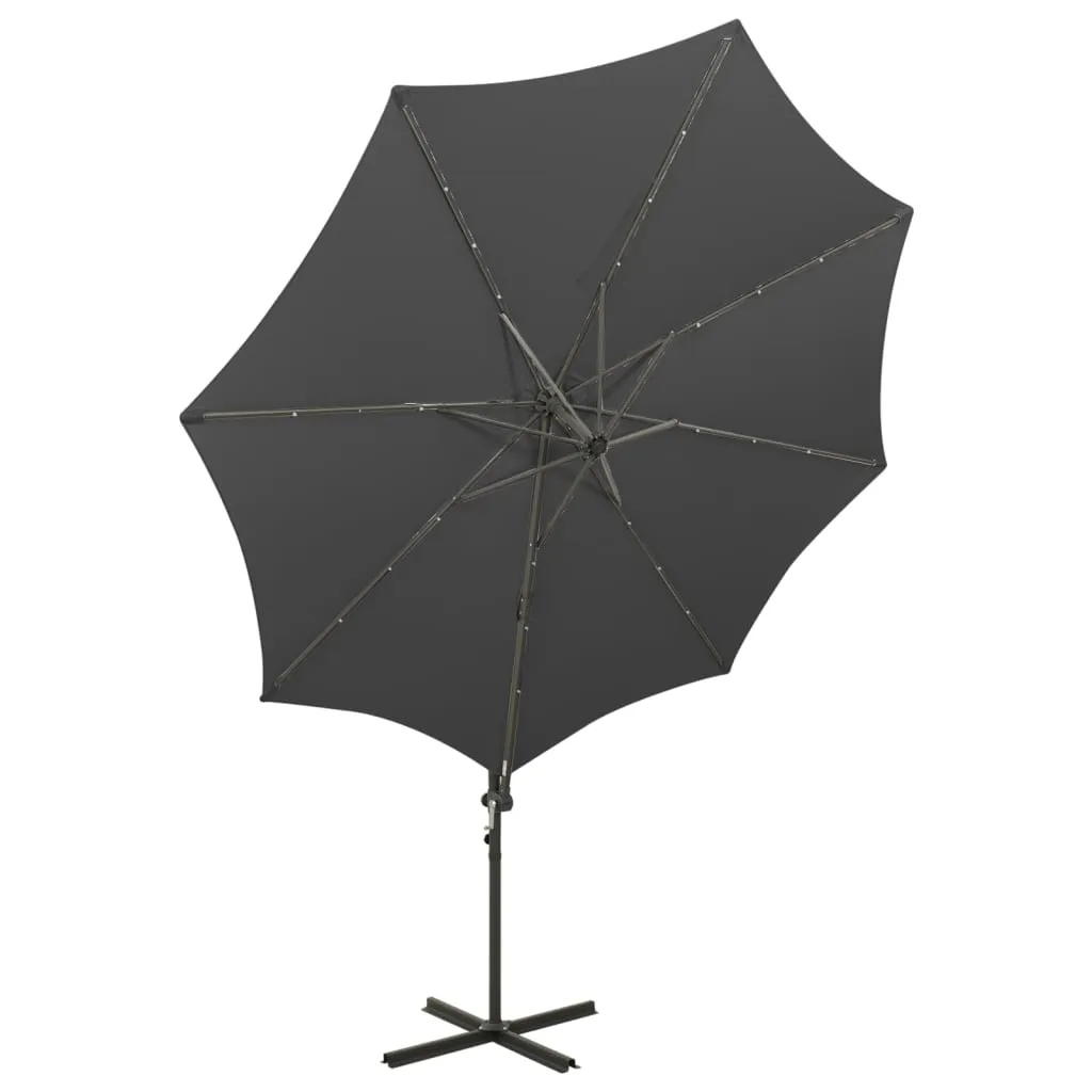 Umbrelă în consolă cu stâlp și LED-uri, antracit, 300 cm - imagine 4