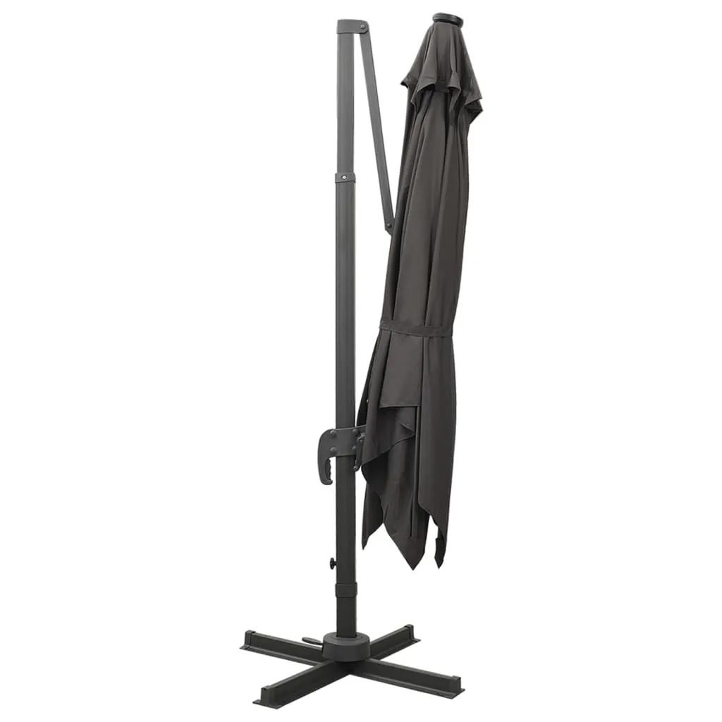 Umbrelă în consolă cu stâlp și LED-uri, antracit, 300 cm - imagine 3