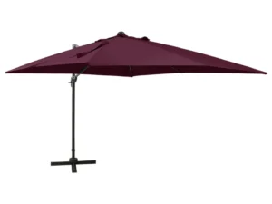 Umbrelă în consolă cu stâlp și LED-uri, roșu bordo, 300 cm