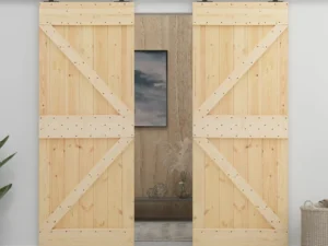Ușă glisantă cu set feronerie, 80 x 210 cm, lemn masiv de pin