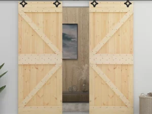 Ușă glisantă cu set feronerie, 90 x 210 cm, lemn masiv de pin