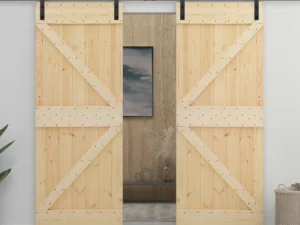 Ușă glisantă cu set feronerie, 100x210 cm, lemn masiv de pin