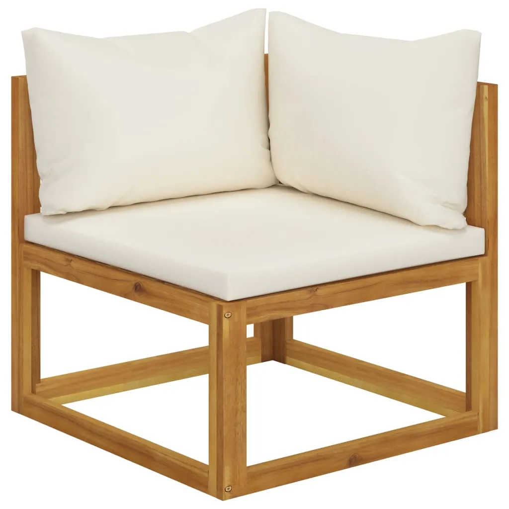 Set mobilier grădină cu perne 12 piese crem, lemn masiv acacia - imagine 4