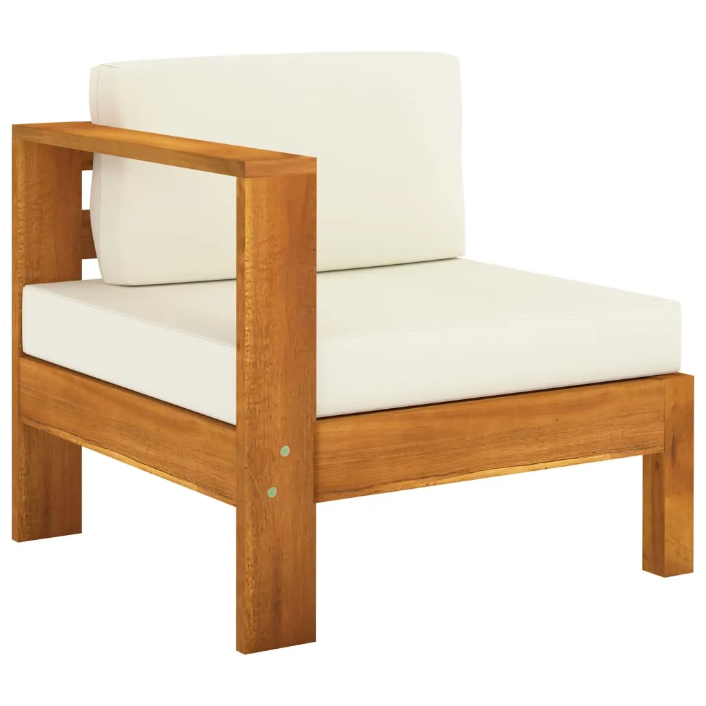 Set mobilier grădină perne alb/crem, 8 piese, lemn masiv acacia - imagine 4