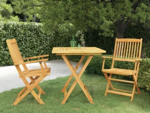 Set mobilier grădină pliabil, 3 piese, lemn masiv acacia
