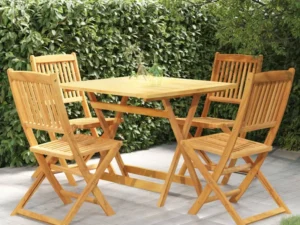 Set mobilier grădină, pliabil, 5 piese, lemn masiv acacia