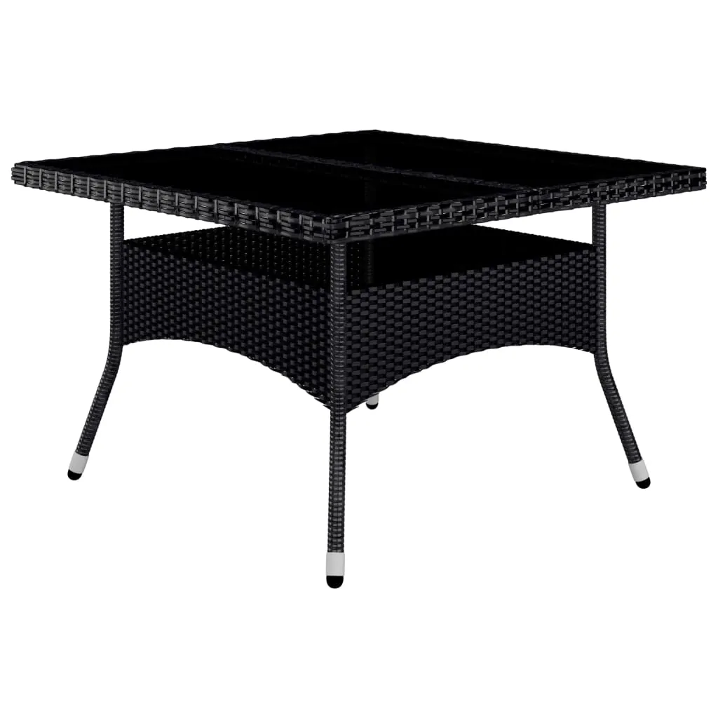 Set mobilier grădină, 9 piese, negru, poliratan și lemn acacia - imagine 3
