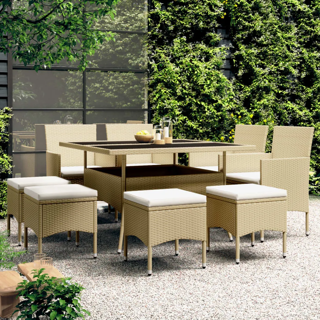 Set mobilier de grădină, 9 piese, poliratan