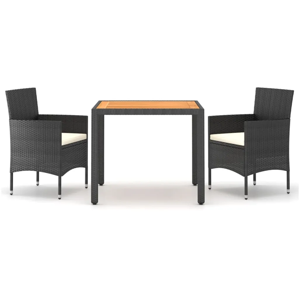 Set mobilier grădină, 5 piese, negru, poliratan și lemn acacia - imagine 2