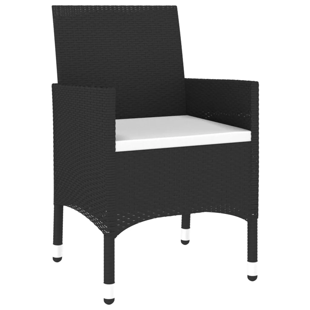 Set mobilier grădină, 5 piese, negru, poliratan/sticlă tratată - imagine 3